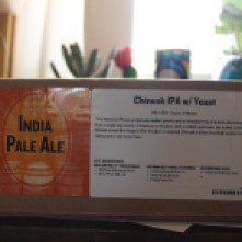 Here is the outside of the recipe box detailing what's inside and telling you what kind of beer you ordered if you didn't already know.
