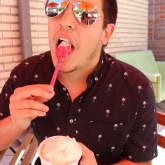 Me enjoying my ice cream. Maybe a little too much...