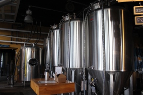 These are the fermenters, which are right up there in the taproom. Denver Beer Co. is famous for its One-Off brews and seasonal beers.